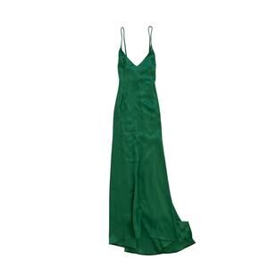 Racil V-Neck Maxi Silk Like Green Maxi Dress Womens Size 38 US 4 Event Holiday